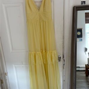 Adorable Yellow Lace Maxi Dress